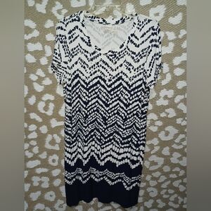 Navy and White Patterned Dress